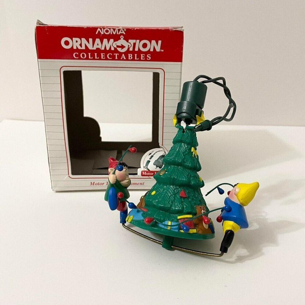 Noma Ornamotion Collectables Ornament with Motor Elves on Christmas Tree Flaws